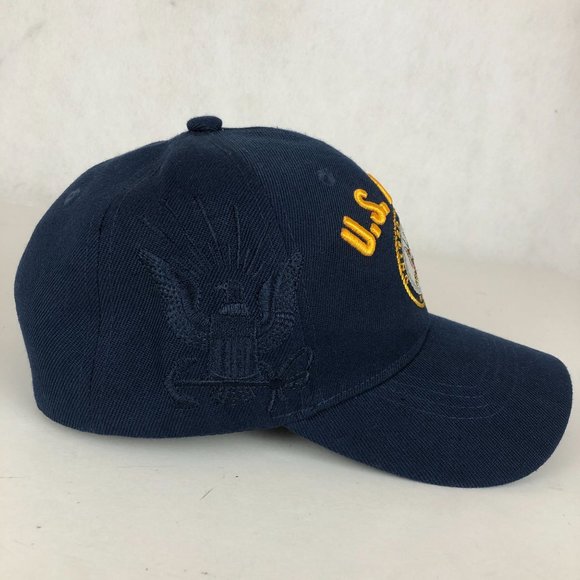 U.S. Navy Embroidered Emblem Unisex One Size Blue Yellow Hook & Loop Cap Hat - Picture 5 of 9